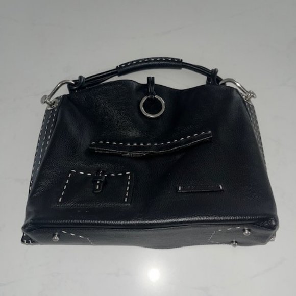 BCBG MaxAzria Black Purse with White Stitching - Picture 1 of 5